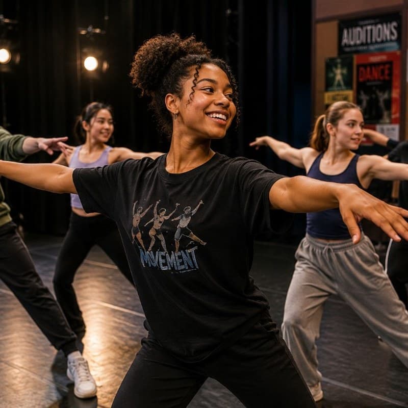 Students rehearsing dance and theater