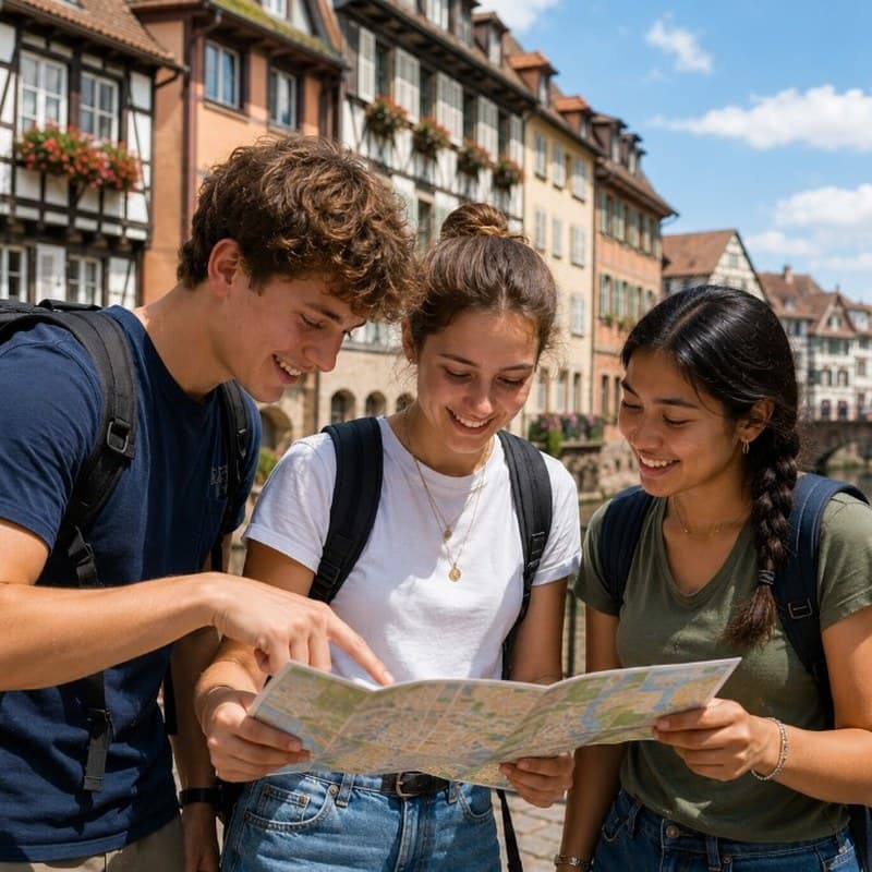 Students exploring a city abroad