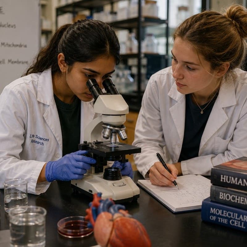 Students working in a science laboratory